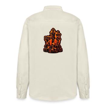 Chess Lava Pieces T-Shirt for Men Gift - Relaxed Fit Unisex Organic Shirt by Stanley/Stella - soft Ecru - Back - AI Model Male 178 light (178cm)