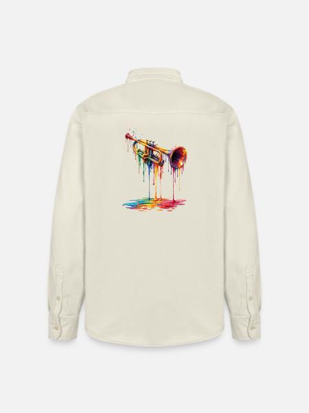 Trumpet with dripping paint - Relaxed Fit Unisex Organic Shirt by Stanley/Stella - soft Ecru