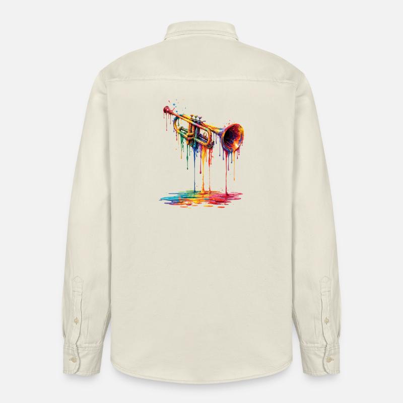 Trumpet with dripping paint - Relaxed Fit Unisex Organic Shirt by Stanley/Stella - soft Ecru