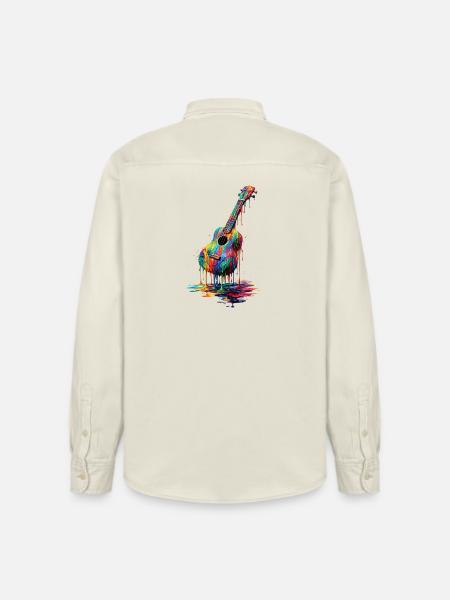 Ukulele med dryppende maling - Stanley/Stella unisex skjorte afslappet pasform økologisk - blød ecru