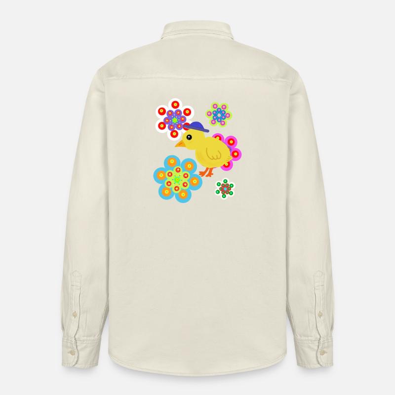 Poulet poussin rétro printemps-été rétro - Chemise unisexe coupe décontractée bio Stanley/Stella - écru doux