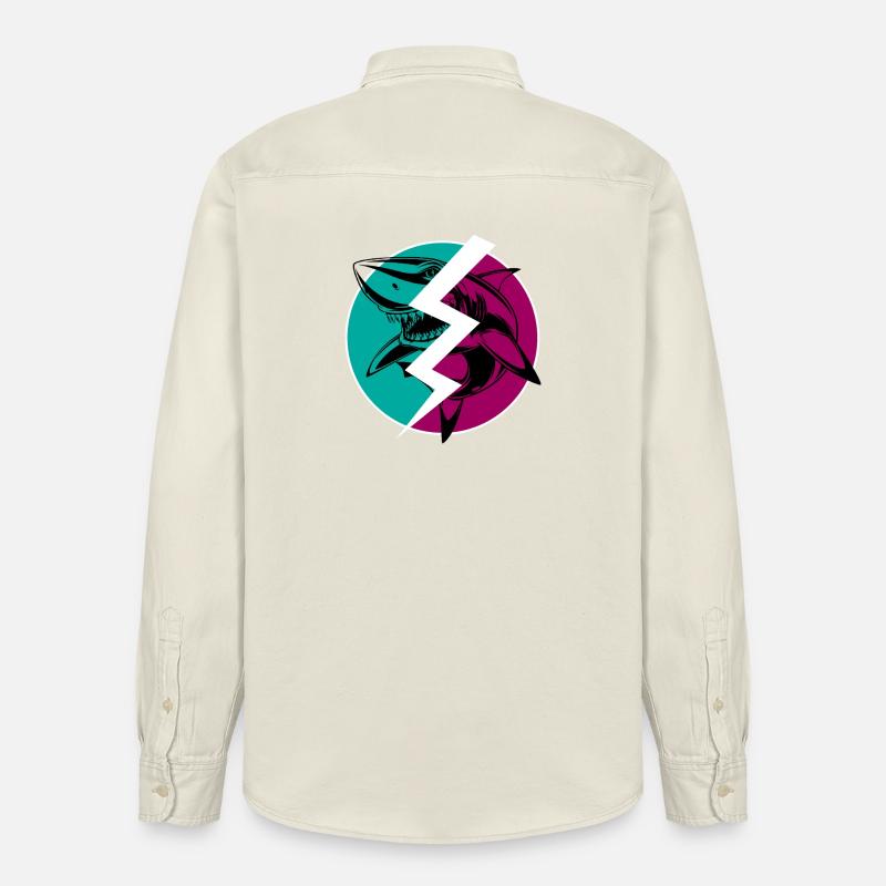 Elektrischer Split Shark - Relaxed Fit Unisex Organic Hemd von Stanley/Stella - Natur