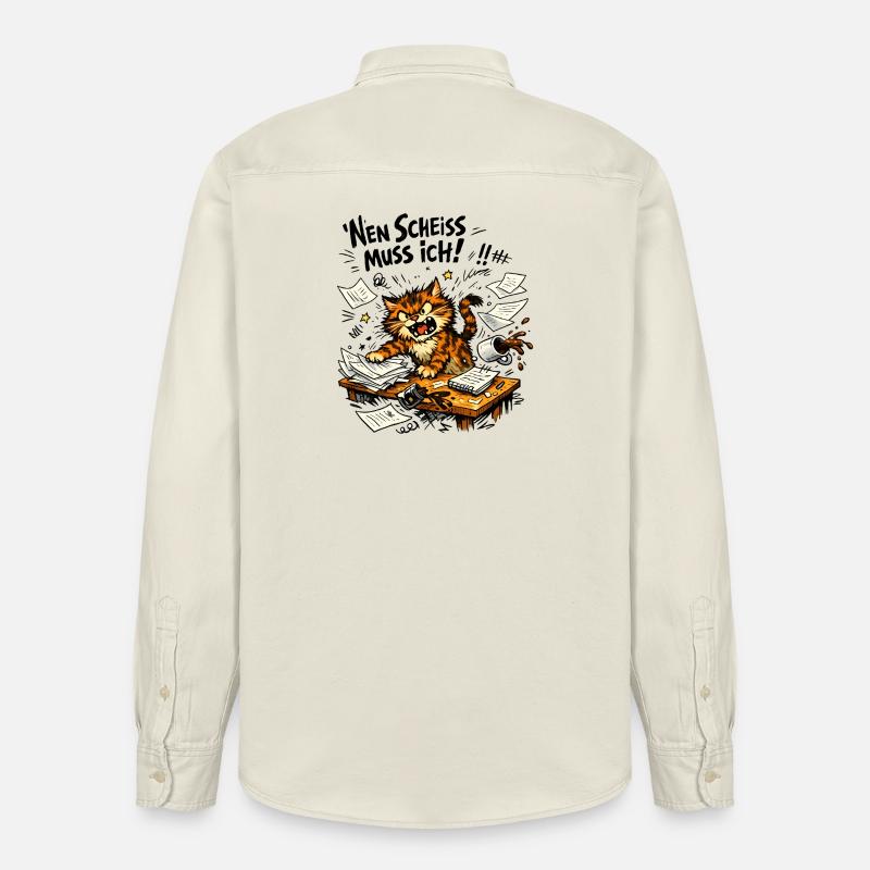 Nen Scheiss Muss Ich Katze - Relaxed Fit Unisex Organic Hemd von Stanley/Stella - Natur