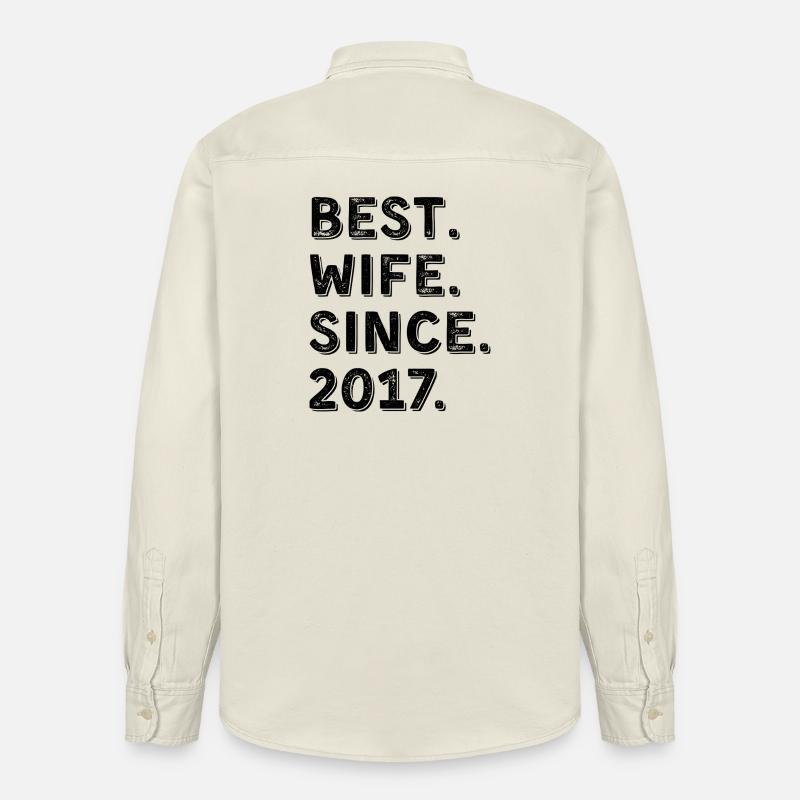 Beste Ehefrau seit 2017 9-jähriges Jubiläumsgeschenk - Relaxed Fit Unisex Organic Hemd von Stanley/Stella - Natur