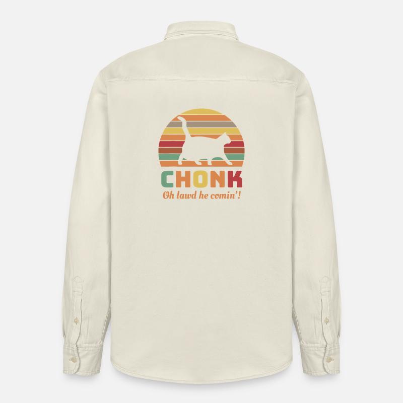 Chonk Cat Retro Sonnenuntergangs-Tee - Relaxed Fit Unisex Organic Hemd von Stanley/Stella - Natur