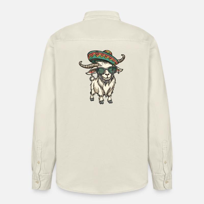 Bergziege Comic Lustig Sombrero - Relaxed Fit Unisex Organic Hemd von Stanley/Stella - Natur