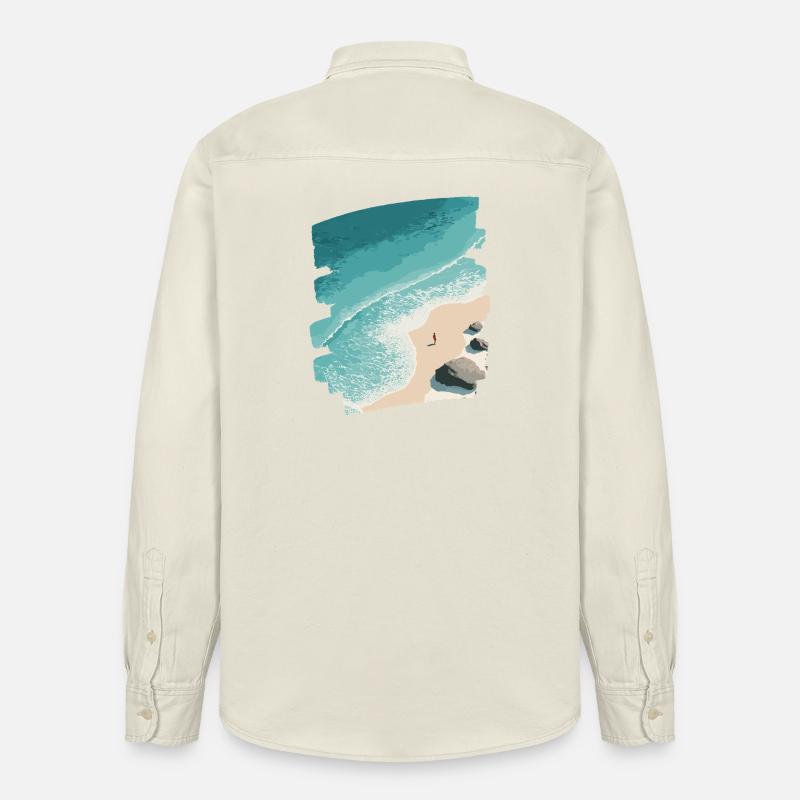 Palmiers de mer de plage - Chemise unisexe coupe décontractée bio Stanley/Stella - écru doux