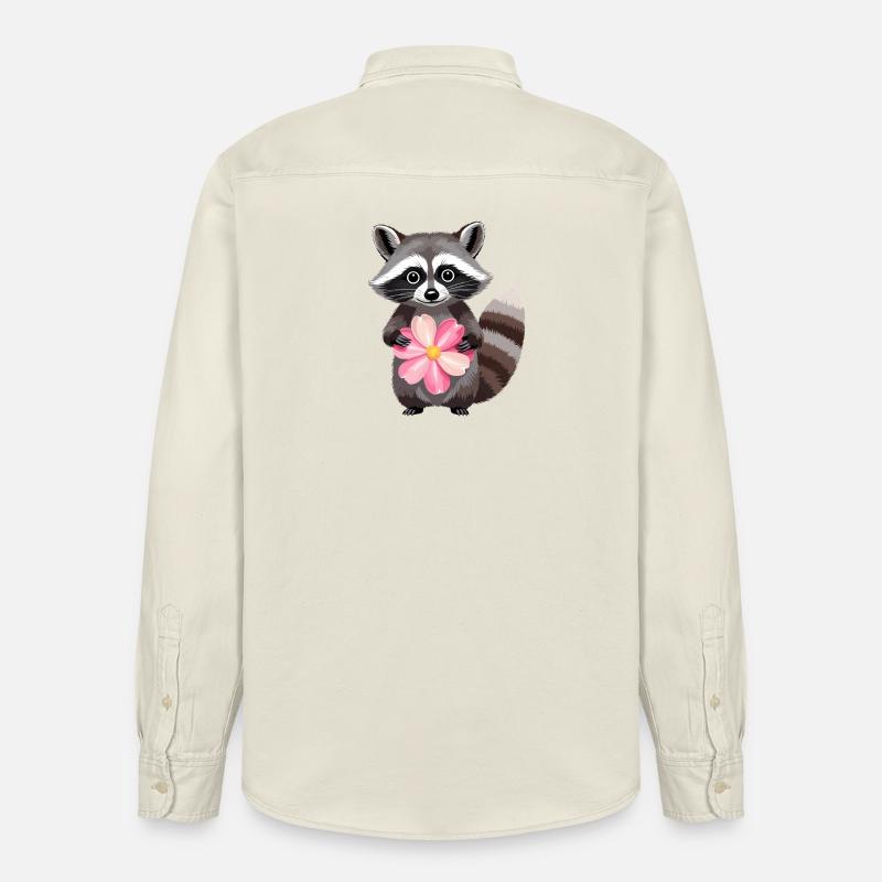 Raton laveur câlin avec une fleur - Chemise unisexe coupe décontractée bio Stanley/Stella - écru doux