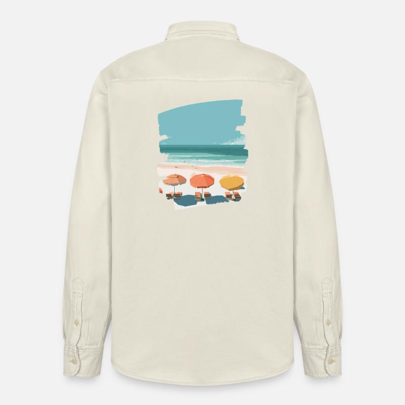 Palmiers de mer de plage - Chemise unisexe coupe décontractée bio Stanley/Stella - écru doux