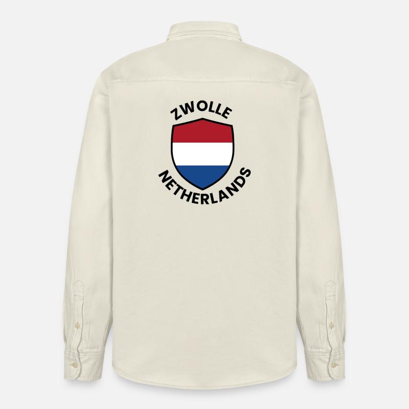 Bouclier du drapeau Zwolle - Chemise unisexe coupe décontractée bio Stanley/Stella - écru doux