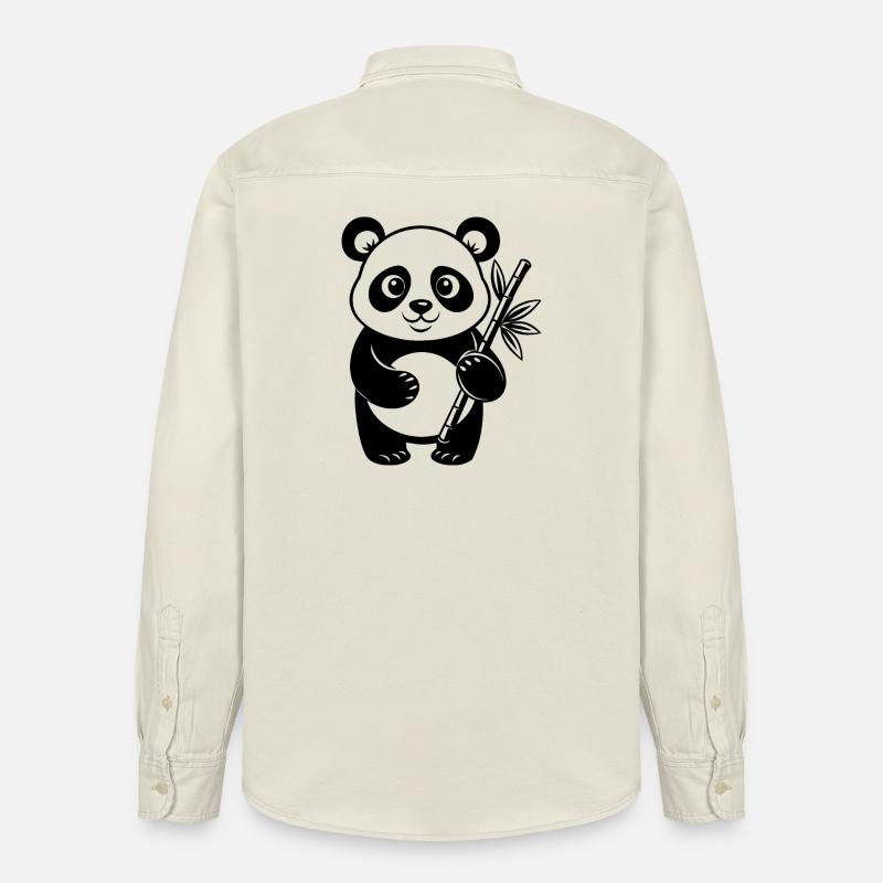 Panda avec bambou - Chemise unisexe coupe décontractée bio Stanley/Stella - écru doux