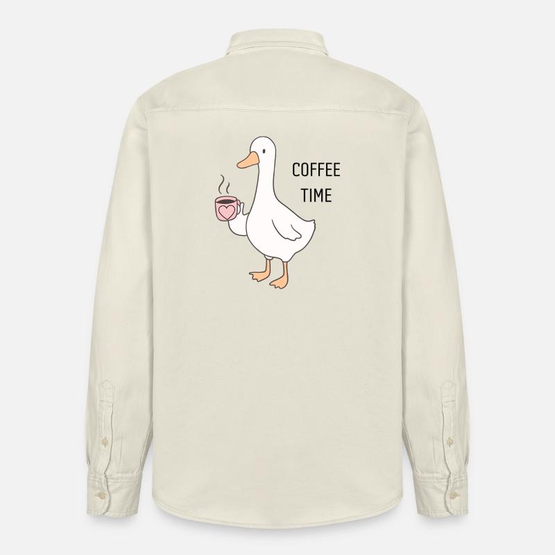 Dessin animé Ducky Coffee Time - Chemise unisexe coupe décontractée bio Stanley/Stella - écru doux