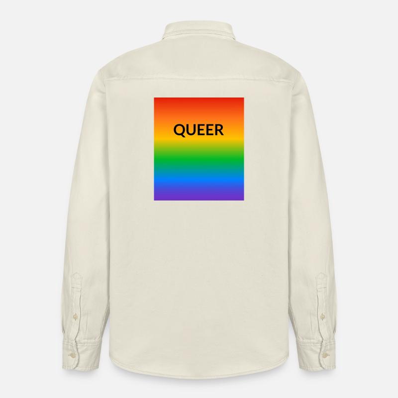 Queer Pride Gradient - Relaxed Fit Unisex Organic Shirt by Stanley/Stella - soft Ecru