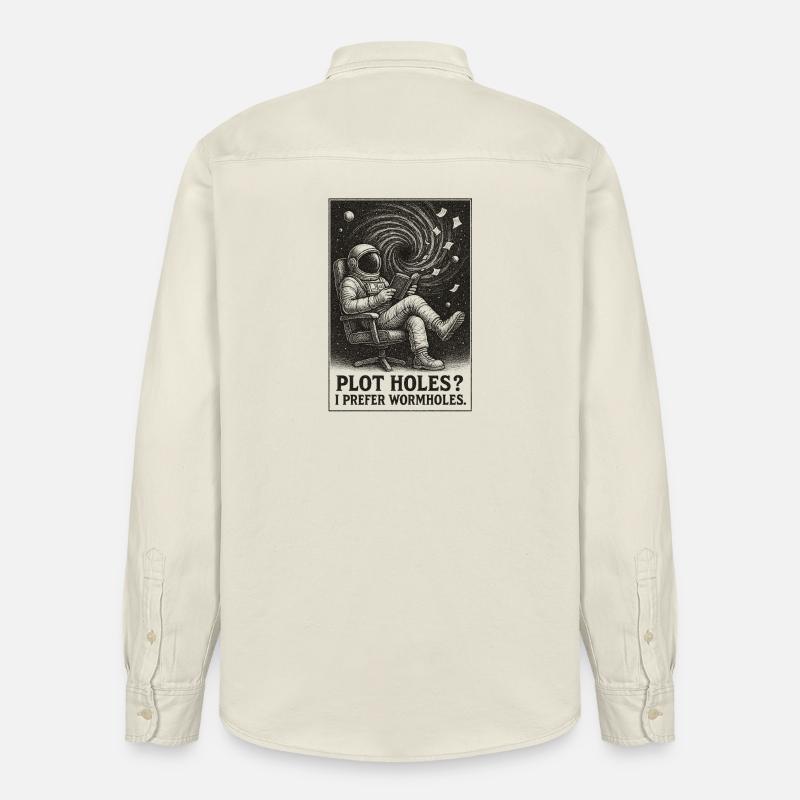 Plotlöcher? Lieber Wurmlöcher | Sci-Fi - Relaxed Fit Unisex Organic Hemd von Stanley/Stella - Natur