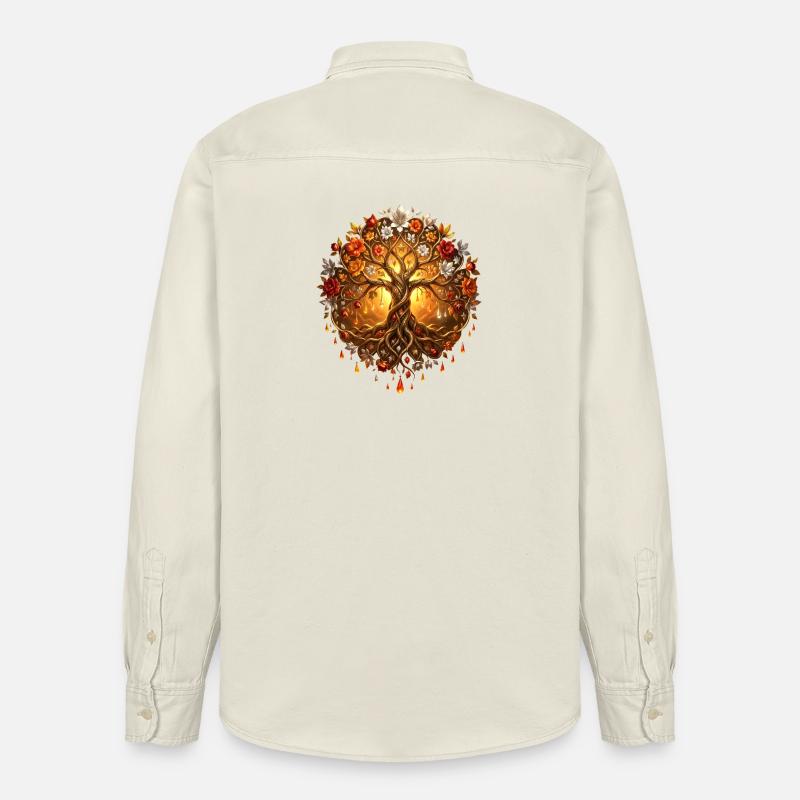 Arbre de Feu dans Mandala - Chemise unisexe coupe décontractée bio Stanley/Stella - écru doux