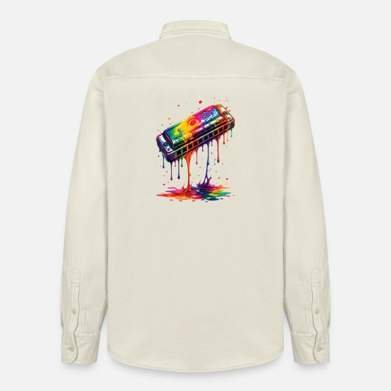 Harmonica with dripping paint - Relaxed Fit Unisex Organic Shirt by Stanley/Stella - soft Ecru
