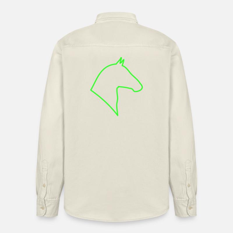 Contour du cheval en vert - Chemise unisexe coupe décontractée bio Stanley/Stella - écru doux