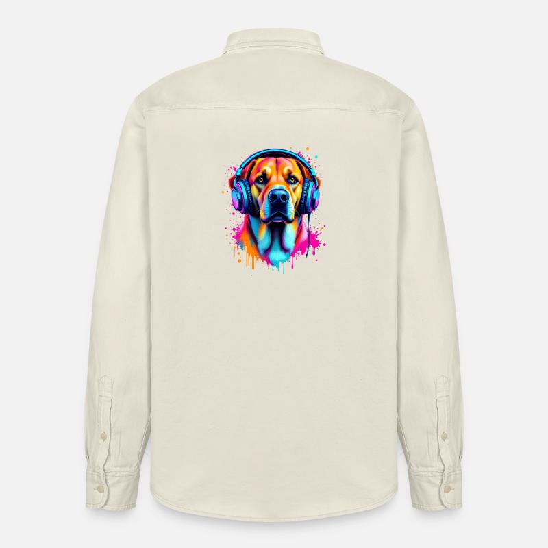 Labrador mit Kopfhörer - Relaxed Fit Unisex Organic Hemd von Stanley/Stella - Natur