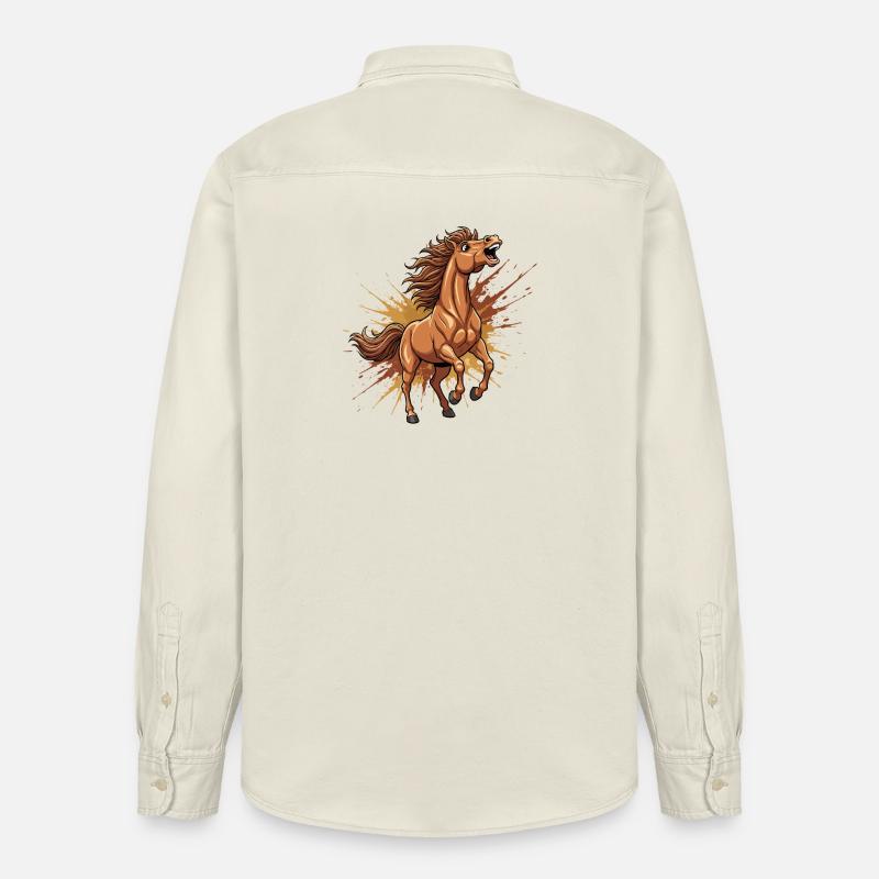 Wildes Pferd im Farbschwall - Relaxed Fit Unisex Organic Hemd von Stanley/Stella - Natur
