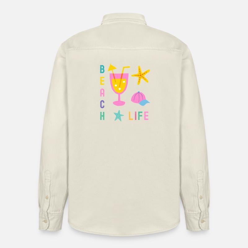 Beach Life Sommer Style - Relaxed Fit Unisex Organic Hemd von Stanley/Stella - Natur