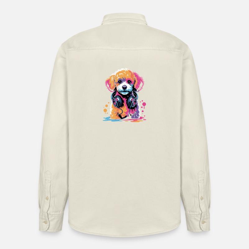 Chiot caniche avec un casque - Chemise unisexe coupe décontractée bio Stanley/Stella - écru doux