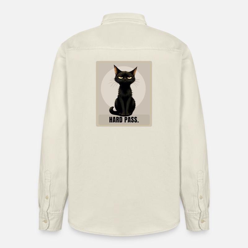 HARD PASS Sarcastic Black Cat Design - Relaxed Fit Unisex Organic Hemd von Stanley/Stella - Natur