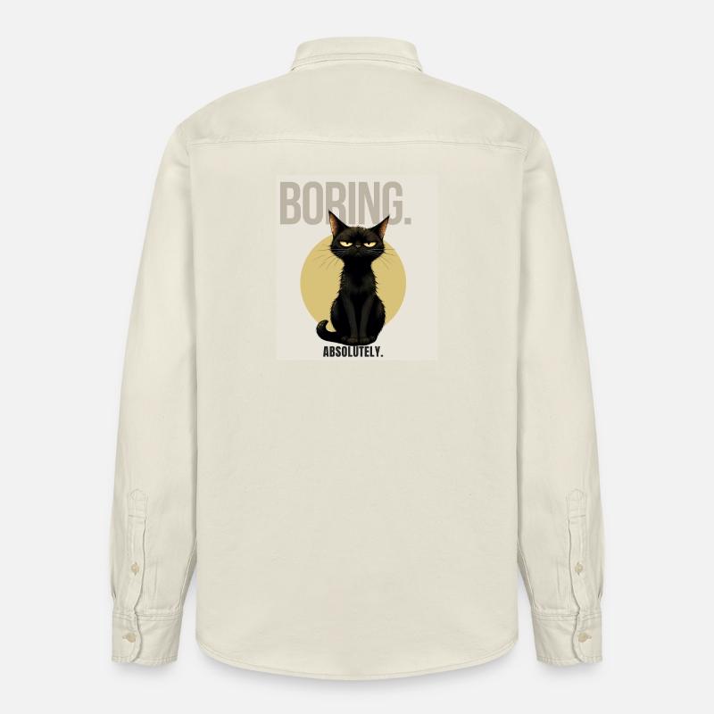 BORING Sarcastic Black Cat Design - Relaxed Fit Unisex Organic Hemd von Stanley/Stella - Natur