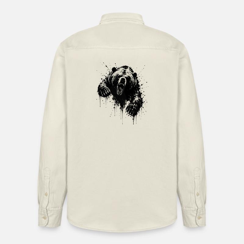 Dunkler Bär Spritz Graffiti - Relaxed Fit Unisex Organic Hemd von Stanley/Stella - Natur