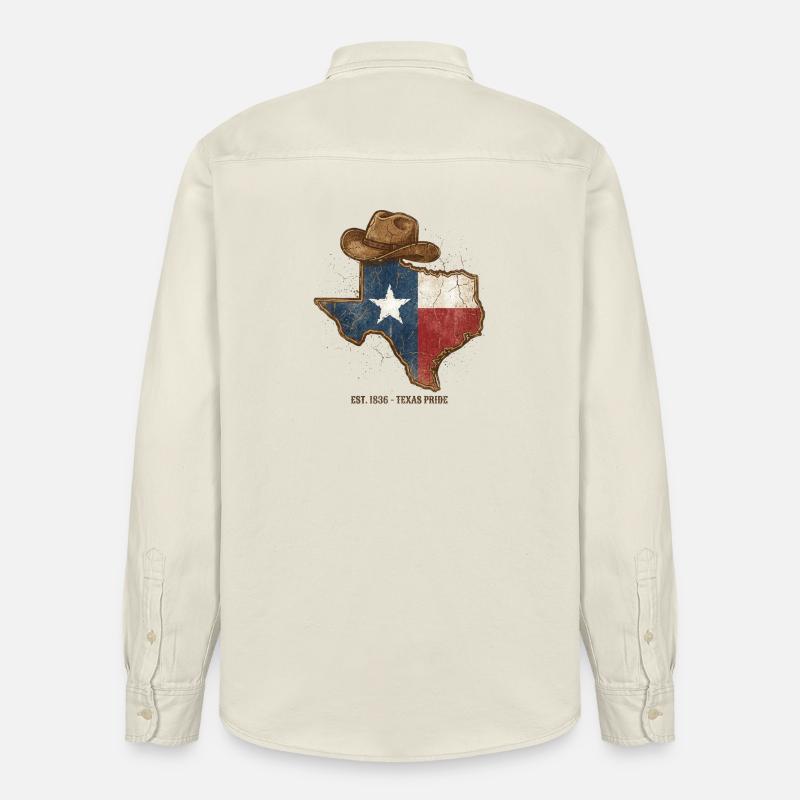 Texas Pride mit Cowboy-Hut - Relaxed Fit Unisex Organic Hemd von Stanley/Stella - Natur