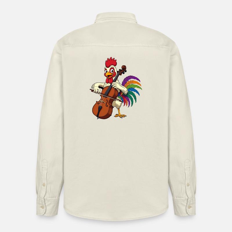 Coq avec violoncelle - Chemise unisexe coupe décontractée bio Stanley/Stella - écru doux