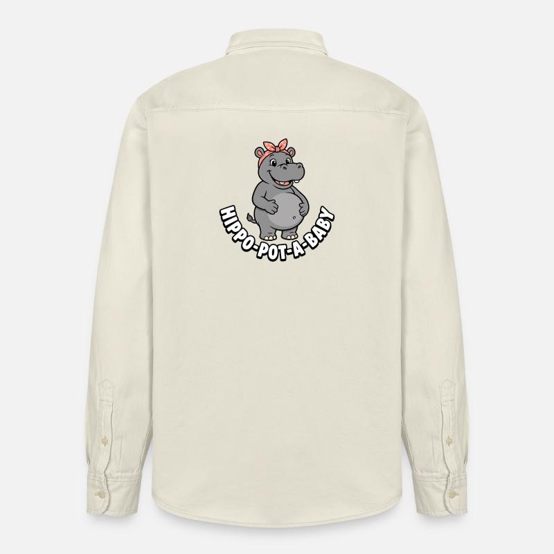 Schwangere Mutter Nilpferd-Topf-ein-Baby Nilpferd - Relaxed Fit Unisex Organic Hemd von Stanley/Stella - Natur