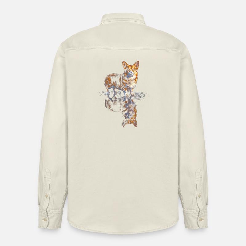 Wasserreflex Corgi - Relaxed Fit Unisex Organic Hemd von Stanley/Stella - Natur