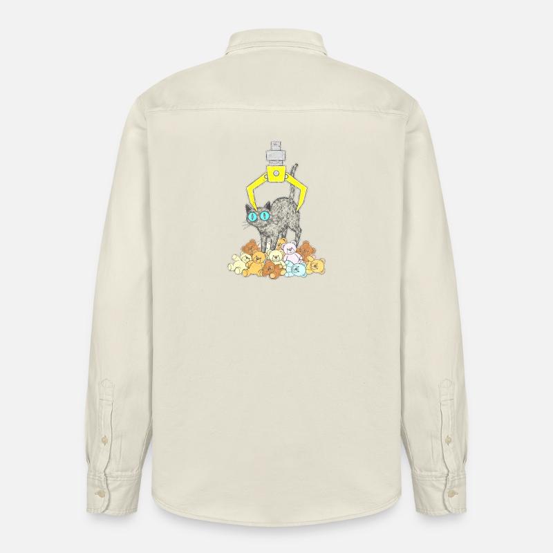 Chat noir sous griffe jaune - Chemise unisexe coupe décontractée bio Stanley/Stella - écru doux