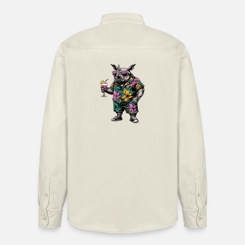 Nashorn Comic Sommer - Relaxed Fit Unisex Organic Hemd von Stanley/Stella - Natur