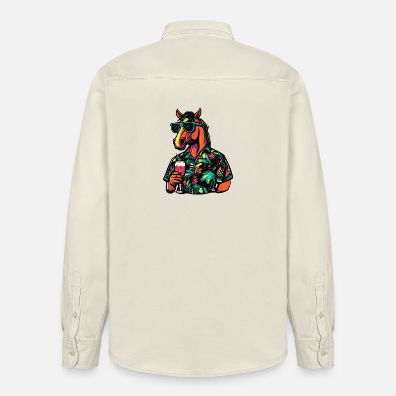 Pferd Comic Sommer - Relaxed Fit Unisex Organic Hemd von Stanley/Stella - Natur