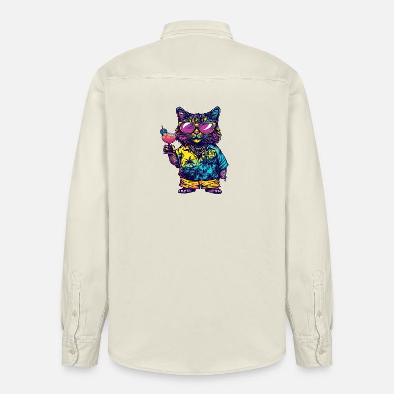 Cat Comic Summer - Relaxed Fit Unisex Organic Shirt by Stanley/Stella - soft Ecru