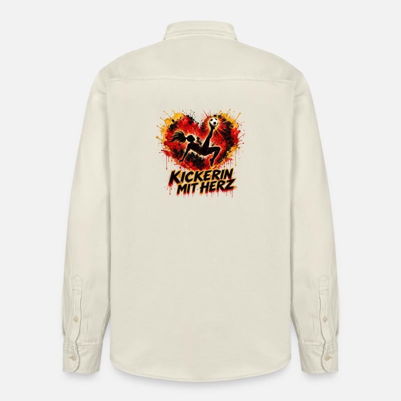 Kickerin mit Herz - Relaxed Fit Unisex Organic Hemd von Stanley/Stella - Natur
