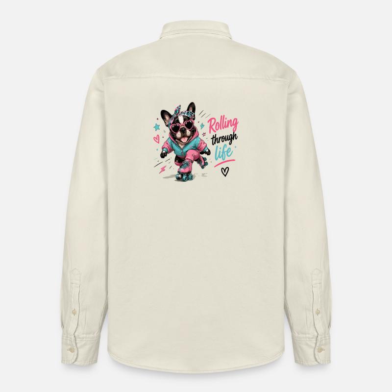 Rollender Hund – Lebensfreude - Relaxed Fit Unisex Organic Hemd von Stanley/Stella - Natur