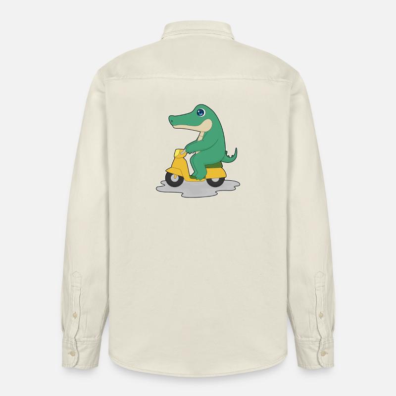 Krokodil Motorroller - Relaxed Fit Unisex Organic Hemd von Stanley/Stella - Natur