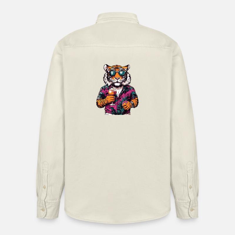 Tiger Comic Sommer - Relaxed Fit Unisex Organic Hemd von Stanley/Stella - Natur