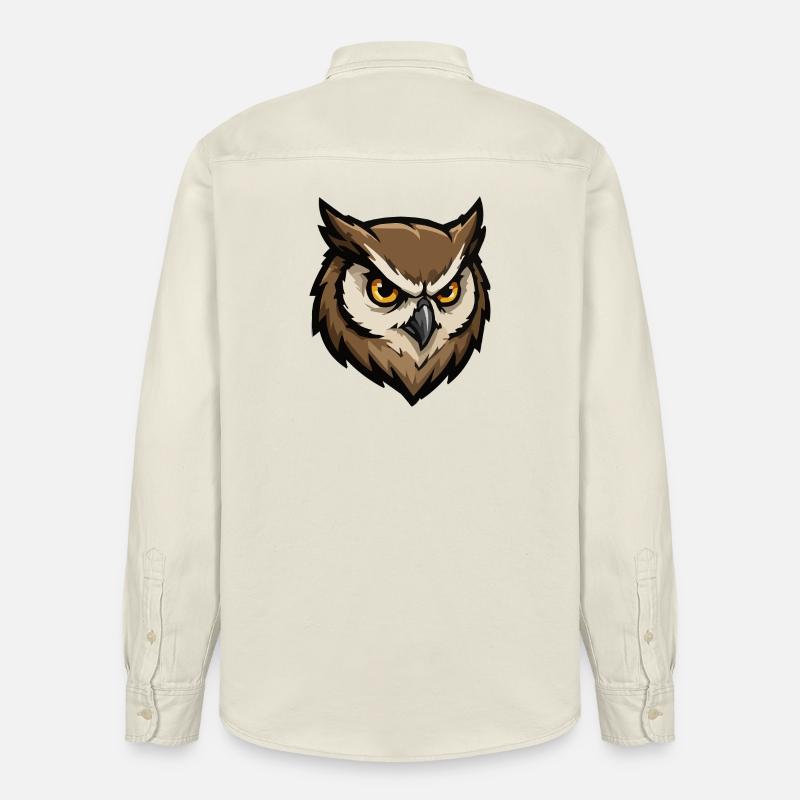 Wachender Eulenkopf Pixel-Stil - Relaxed Fit Unisex Organic Hemd von Stanley/Stella - Natur