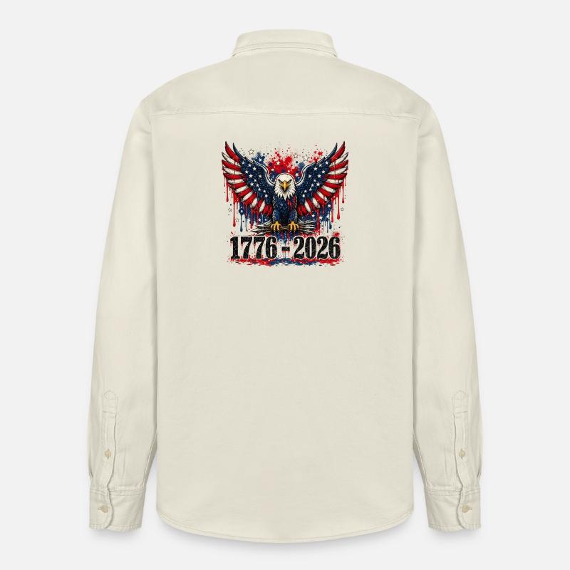 Eagle Patriot 1776–2026 - Chemise unisexe coupe décontractée bio Stanley/Stella - écru doux