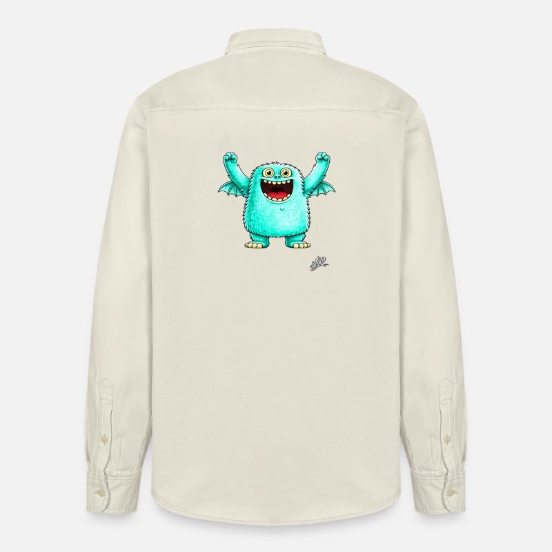 Monstre turquoise joyeux - Chemise unisexe coupe décontractée bio Stanley/Stella - écru doux