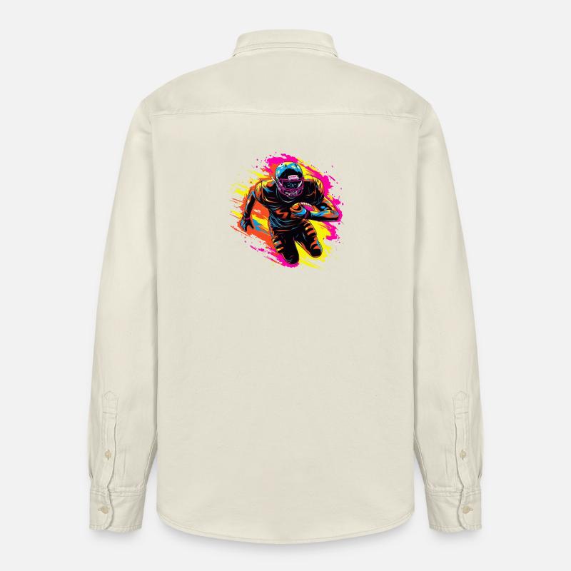 Footballeur américain Synthwave - Chemise unisexe coupe décontractée bio Stanley/Stella - écru doux