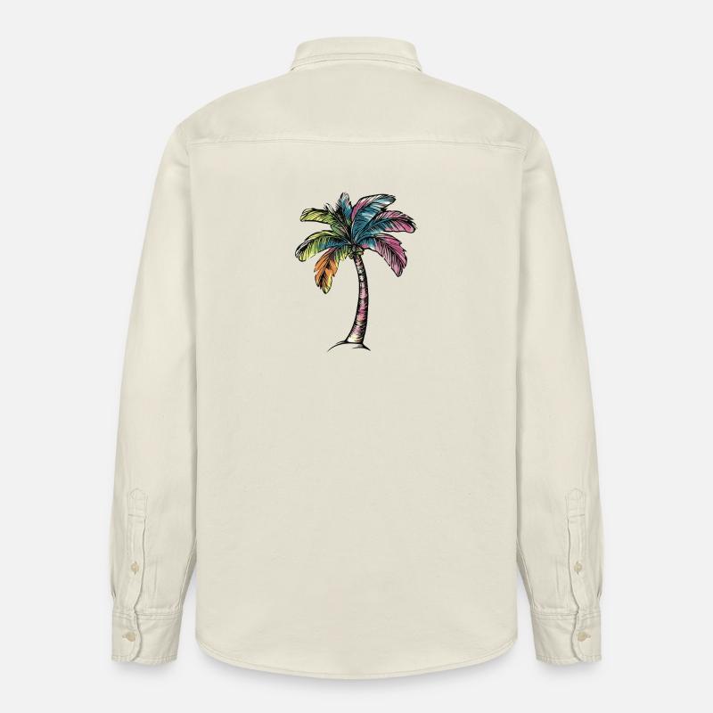 Plage de Palm Tree - Chemise unisexe coupe décontractée bio Stanley/Stella - écru doux