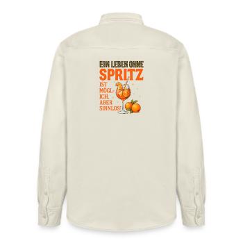 Leben Ohne Spritz Ist Möglich Aber Sinnlos Humor - Relaxed Fit Unisex Organic Hemd von Stanley/Stella - Natur - Hinten - AI Model Male 178 light (178cm)
