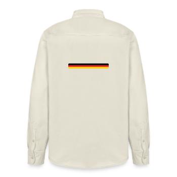 German Flag - Germany - Relaxed Fit Unisex Organic Shirt by Stanley/Stella - soft Ecru - Back - AI Model Male 178 light (178cm)