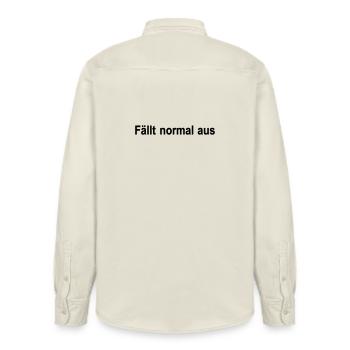 Breaks down normally - Relaxed Fit Unisex Organic Shirt by Stanley/Stella - soft Ecru - Back - AI Model Male 178 light (178cm)