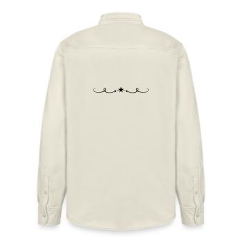 Star Ornament Line - Relaxed Fit Unisex Organic Shirt by Stanley/Stella - soft Ecru - Back - AI Model Male 178 light (178cm)
