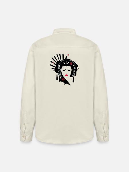 Geisha mit Kopfhörer - Relaxed Fit Unisex Organic Hemd von Stanley/Stella - Natur